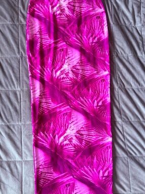 Fashion Nova Hot Pink Palm-Print Maxi Skirt